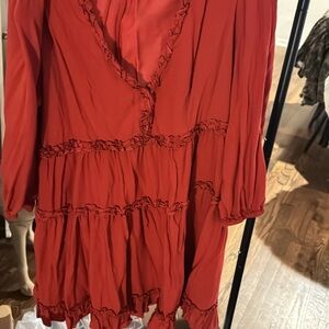 Burnt orange Ruffled Dress